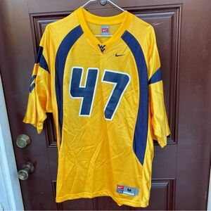 EUC WVU West Virginia Mountaineers Nike M Jersey gold navy blue WV Mountaineer